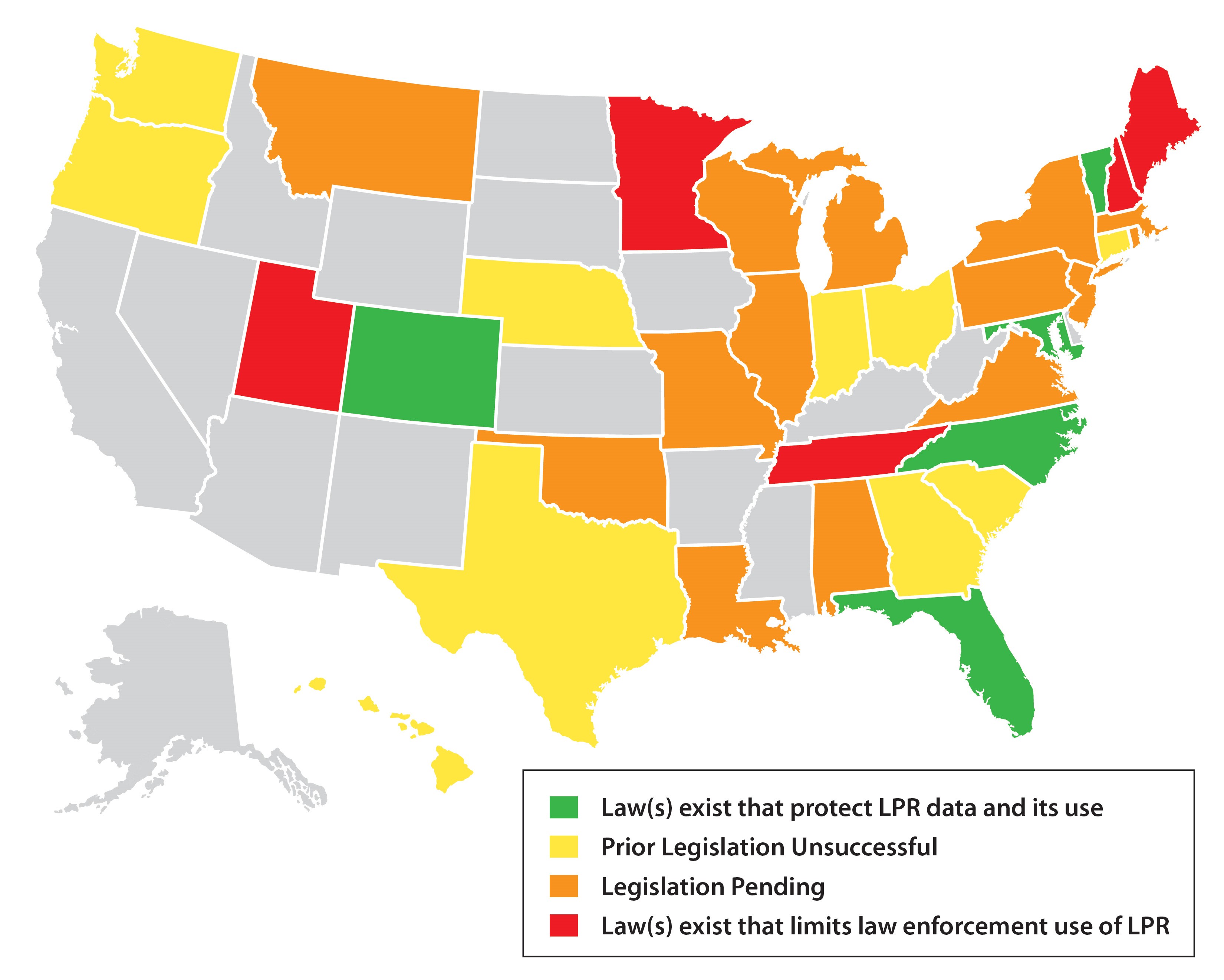 LPR legislation map as of May 24, 2016